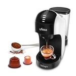 UFESA Bellagio Cafetières à Capsuless 3 en 1 pour Nespresso Original - Dolce Gusto - Café Moulu, Écran Tactile Digital avec 7 Niveaux, Réservoir 1 L, 15 BAR, 1400 W, Multicapsules