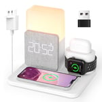 Wireless Charging Station, 3 in 1 Charging Station, Alarm Clock with Wireless Charging, Night Light, Wireless Charger for iPhone 12/13/14 Pro/13 Mini/13 Pro Max/12 pro (QC3.0 Adapter Included)