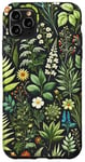 Coque pour iPhone 11 Pro Max Fleurs sauvages botaniques mignonnes au design vert olive