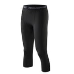 Leggings De Compression Pour Homme,Collants De Sport,De Basket-Ball,De Course,De Gym,De Fitness,Pour Tout Entraînement Sportif,Longueur 3/4