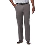 Haggar Men's Comfort Stretch Classic Fit Flat Front Cargo Pant-Regular and Big & Tall Sizes Casual, Med Grey-Bt, 50W x 32L