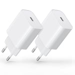 30W Chargeur i-Phone, 2-Pack Chargeur USB C, PD 3.0 Chargeur Rapide, Adaptateur USB-C Alimentation Compatible avec i-Phone 15/14/13/12 Plus Pro Max Mini, AirPods iPad, Samsung Galaxy S23/22, Blanc