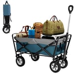 EUGAD 0007HC Chariot de Transport pour Jardin Max. 80kg Chariot Pliable à 4 Roues Tissu Oxford Bleu+Gris