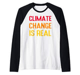 Vintage Climate Change Is Real For Men Women & Kids Raglan Baseball Tee