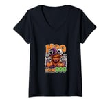 Womens Funny Farm Halloween Shirt Moo Mean Boo Pumpkin Scary Night V-Neck T-Shirt