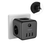 TESSAN-Prolongateur de prise murale multi-prises EU avec USB,interrupteur,prise en T,adaptateur secteur Powercube,chargeur pour voyage à domicile - Type TS-301-DE-BK