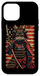 iPhone 12 mini Cat Samurai American Flag Samurai Cat Art Patriotic Cat Case