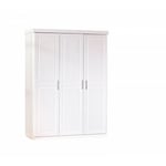 Alaska - Armoire 3 Portes + Penderie Bois Massif Vernis Blanc