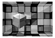 Papier peint intissé panoramique 3d et perspective rubik's cube in gray 300x210 cm