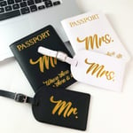 st Mr Mrs Passport Cover med Bagagelappar Hållare till case Organizer ID-kort Reseskydd Organizer