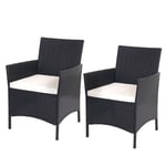 2x Fauteuil De Jardin Halden En Polyrotin, Fauteuil En OsierAnthracite, Coussin Crème