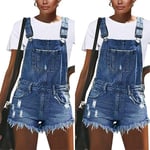 Womens Denim Shorts Jumpsuit Ladies Summer Casual Dungarees Mini Jeans Playsuit