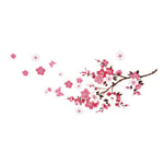 Sollbry - Stickers muraux avec papillons rose rouge i sakura vigne floral branche arbre autocollant sticker mural pour salon chambre cuisine