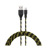 Cable Tressé Pour Manette Playstation 4 Ps4 3m Universel Chargeur Connecteur Micro Usb Tissu Tissé Lacet Fil Nylon - Noir