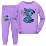 2st Kids Pyjamas Stitch Långärmad Pullover Set Nattkläder - purple 160cm