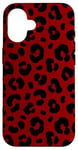 Coque pour iPhone 16 Rouge foncé, points noirs, noir et rouge