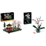 LEGO 10315 Icons Tranquil Garden, Botanical Zen Garden Kit with Lotus Flowers, Customisable Desk Decoration & 10311 Icons Orchid Artificial Plant Building Set with Flowers