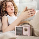 (Pink) Speaker Portable Multifunctional Retro Look Wide Compatibility