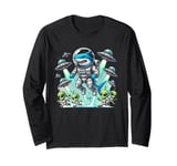 Invasion of the Space Sharks Funny Alien Shark Long Sleeve T-Shirt