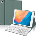 Étui Clavier Pour Ipad 9.7"", Ipad 6ème/5ème Génération-2018/2017, Ipad Air 2/1, Ipad Pro 9.7, Coque Clavier Azerty Français Bluetooth Amovible Avec Fente Pour Stylo, Vert Foncé