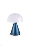 Lexon MINA L Audio Lampe Champignon Portable et Enceinte Bluetooth rechargeable, Lampe à poser sans fil avec 9 couleurs de lumière et Variateur d'intensité, jusqu'à 24h d'autonomie - Bleu Sombre