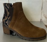 Gabor 52.804.40 Ankle Boot UK3 Brown Snake Print Suede Leather RRP £110