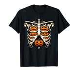 Skeleton Rib Cage Pumpkin Halloween Bones Jack O Lantern T-Shirt