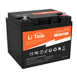 LiTime 12V 50Ah Lithium LiFePO4 Batterie, 10 Ans À Vie, 4000~15000 Cycles, Puissance de Sortie 640W, Parfait pour Le Moteur de traîne de bateau, Tondeuse audoportée pour le Camping