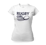 T-Shirt Femme Col Rond Rugby Girl Sport Equipe Stade Ballon Xv