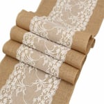 Chemin de Table Dentelle 30x180 cm Toile de Jute Chemin de Table Mariage, Decoration Table pour Fête Bapteme Mariage Anniversaire