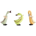 Canard en Bois Animal Figurine Bureau Dessin Animé DéCor Ornements DéCoratifs Artisanat Cadeaux de FêTe Mariage Modèles 3 PièCes