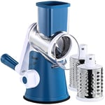 Rotary Cheese Grater, Vegetable Slicer with Three Drum Blades, Grater for Kitchen Faster and Easy Cutting, Rotary Drum Grater Ideal for Cheese, Cucumber, Carrot, Nuts, etc.