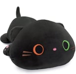 Söpö pehmo kissan täytetty eläin kissanpentu Pehmeä anime makaava Black Kitty pehmolelu halaaminen tyyny lapsille (13")