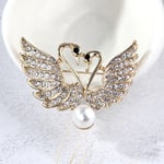 e Crystal Swan Brosch Pins Lovers Animal Rhinestones Broscher J Gold