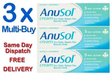 3x Anusol Cream Shrinks Piles Relieves discomfort Itching soothing 23g Multi-Buy