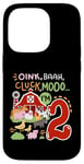 Coque pour iPhone 14 Pro Oink Baa Moo I'm 2 Farm Animals 2ème anniversaire 2 ans