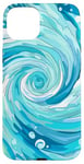 iPhone 15 Plus Swirl Blue Color Illustration Pattern Abstract Art Case