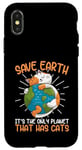 Coque pour iPhone X/XS Save Earth Cat Lovers, une planète mignonne qui s'embrasse