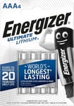 Pile AAA lithium LR03 LR3 E92 Micro Energizer Ultimate Paquet de 4 piles