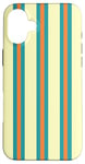 Coque pour iPhone 16 Plus Orange Sarcelle Rayures Esthétique Girly Preppy Yellow Stripes