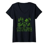 Womens Cycling Into The Wild Camping Adventure V-Neck T-Shirt