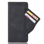 UILY Case Compatible for OPPO A54, Multi Card Slot Wallet Cover, Retro Style Leather Shell with Bracket Function. Black