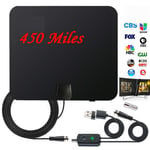 szkn Indoor TV Antenna+ Digital Aerial HD Freeview Amplified Thin HDTV 450 Mile Range black