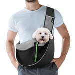 Pawaboo Sac de Transport Bandoulière Réglable pour Animal de Compagnie, Sac à Bandoulière Mains Libres avec Boucle en D, Sac à Dos en Maille Respirant pour Chiens avec Poche Supplémentaire, S - Noir