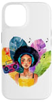 Coque pour iPhone 14 Fille noire, afro, femme de musique, jolie fille