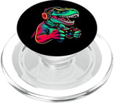 Gaming Dinosaurs- Le T-rex joue aux jeux vidéo PopSockets PopGrip pour MagSafe