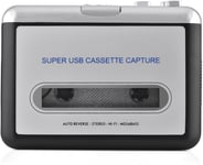 Lecteur de Cassettes USB, Lecteur de Cassettes Portable/convertisseur de Cassettes en MP3 Cassette de Capture Cassettes au Format MP3 / CD Audio Via USB