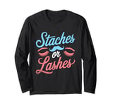 Staches Or Lashes Gender Reveal Future Parent Dad Mom Long Sleeve T-Shirt