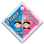 Prince and Princess On Board Car Sign Suction Cup Car Sign Baby On Board Sign