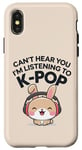 iPhone X/XS Can't Hear You K-Pop Fan Headphones Bunny Rabbit music Fun Case